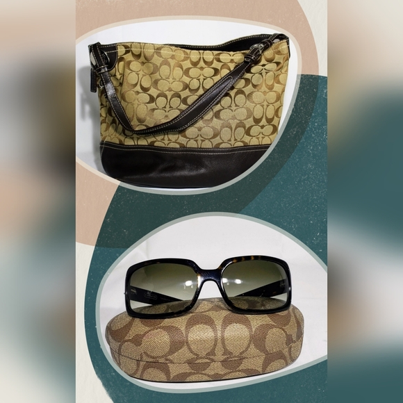 Coach jacquard/leather #2156 & Coach "Samantha" sunglasses. EUC! - Picture 1 of 14